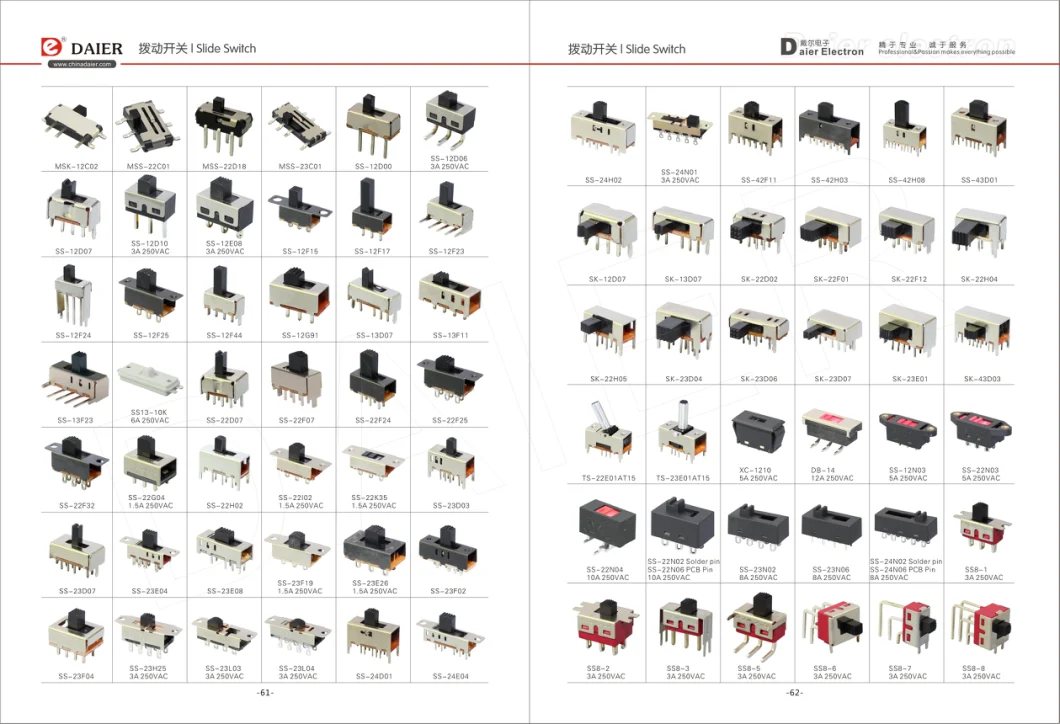 Electrical PCB Terminal 10 Pin 4 Position 2p4t Slide Switch