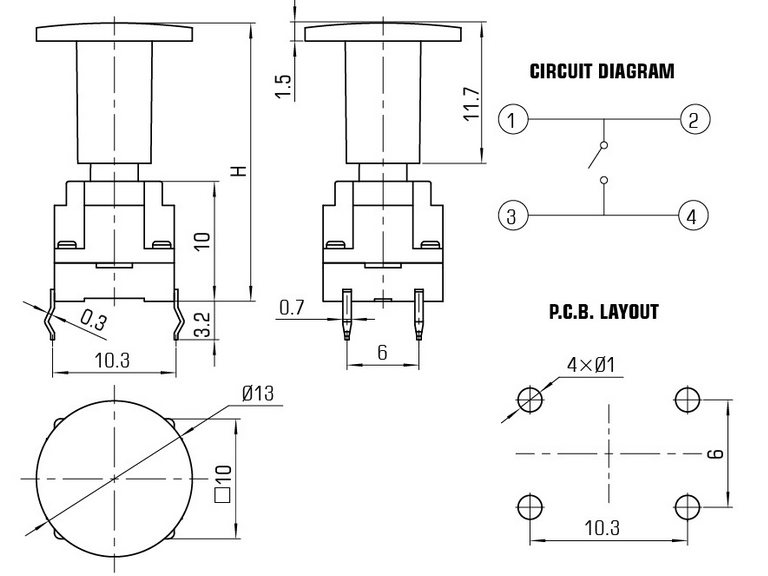 with Lamp Waterproof Tact Switch 10*10*21.2 Tact Switch