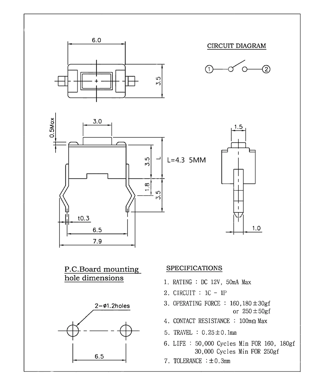 Factory Supply Snap-in Vertical Push Button 3*6mm Tact Switch DIP PCB Push Micro Tactile Switch