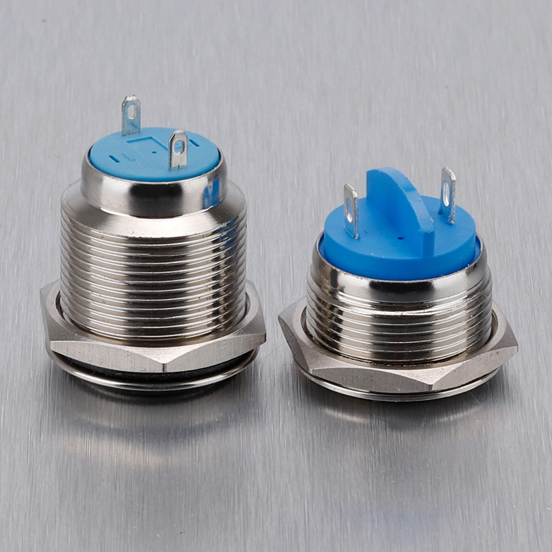 Latching Flat Round Lamp Switch Push Button Metal Tact Small Push Button Switch with Wiring Connectors