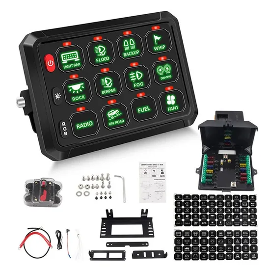 해양/보트/RV 12V 24V 알루미늄 패널용 방수 3 갱 LED 로커 스위치 및 4 USB 소켓 패널